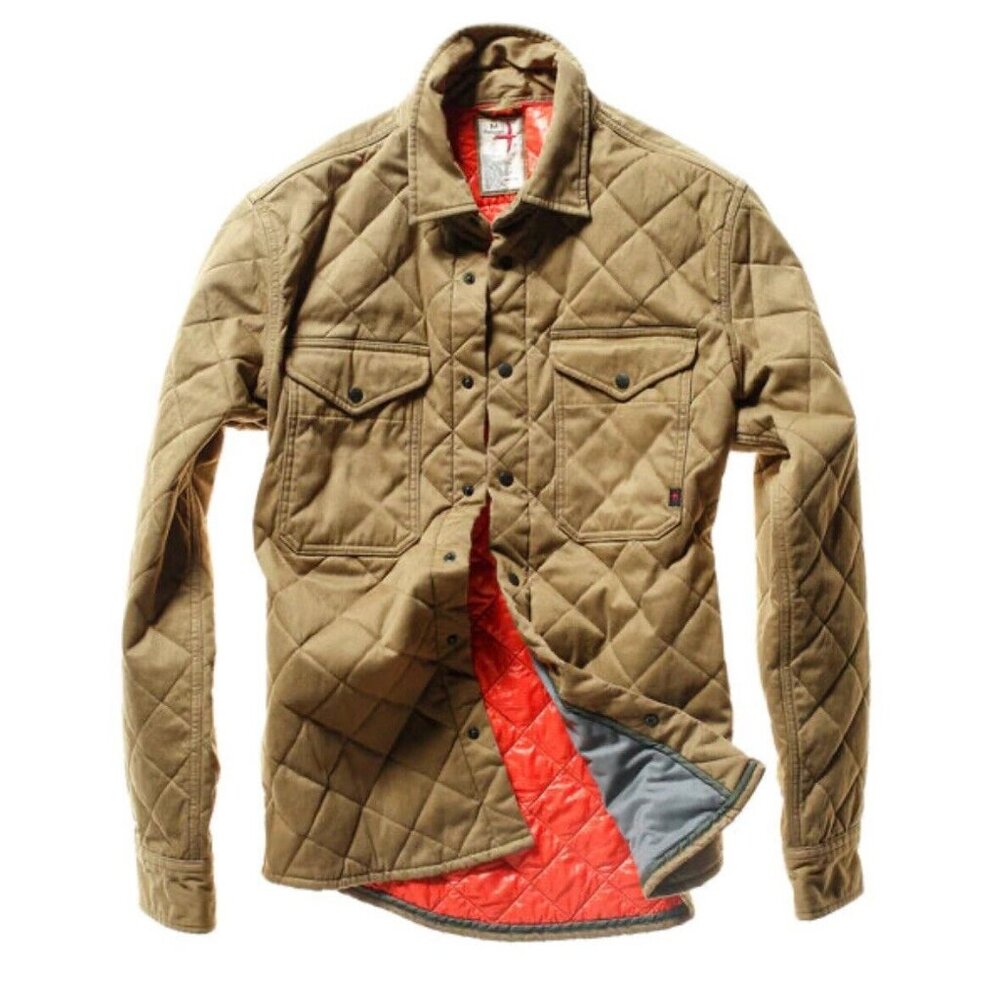 RELWEN Moleskin Twill Insulated Shirt Jacket in Barleycorn, Mens Large